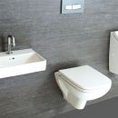 Fugenlose Basaltoptik in einer modernen Toilette