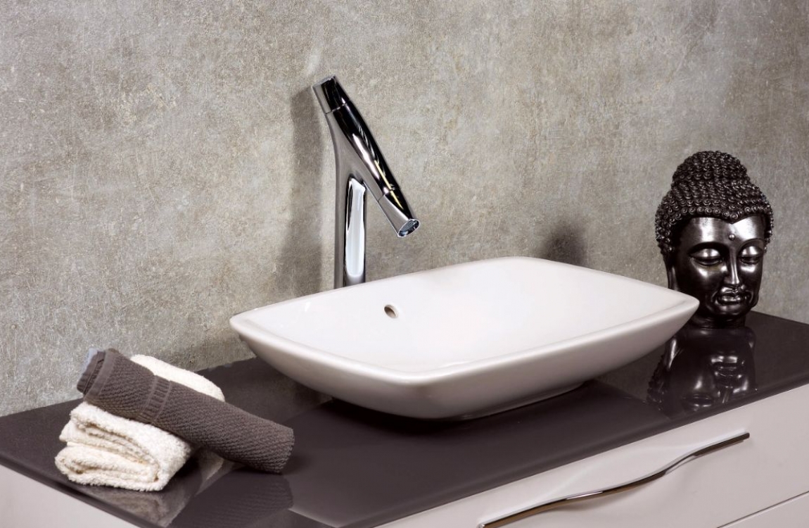 Aufsatzwaschtisch mit Rückwand Schiefer Platingrau