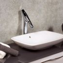 Aufsatzwaschtisch mit Rückwand Schiefer Platingrau