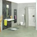 Walk In Dusche, freistehende Seitenwand, Sichtbeton