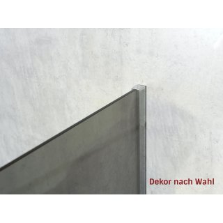 Freistehende Seitenwand 10 mm Kompakt, Breite 90 cm, Hhe 201 cm, Profile silber glnzend, schwarzer Kern, Dekor beidseitig Sandstein Natur, Oberflche Feinstruktur