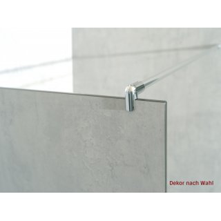 Freistehende Seitenwand 10 mm Kompakt, Breite 90 cm, Hhe 201 cm, Profile silber glnzend, schwarzer Kern, Dekor beidseitig Sichtbeton, Oberflche Feinstruktur